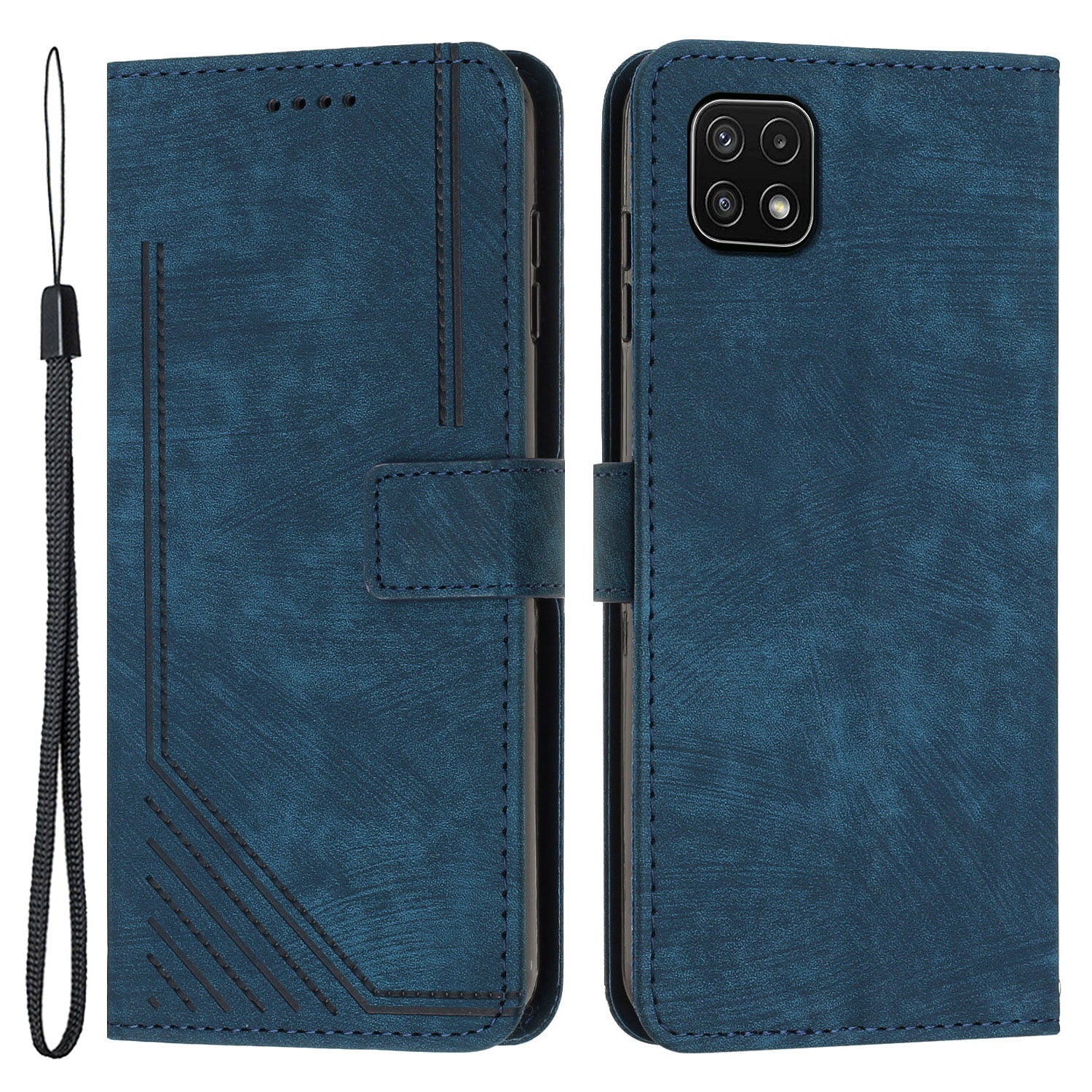 For Samsung Galaxy A22 5G (EU Version) Wallet Phone Case Skin-Touch Lines Imprinted PU Leather Cover For Samsung Galaxy A22 5G (EU Version) Wallet Phone Case Skin-Touch Lines Imprinted PU Leather Cover